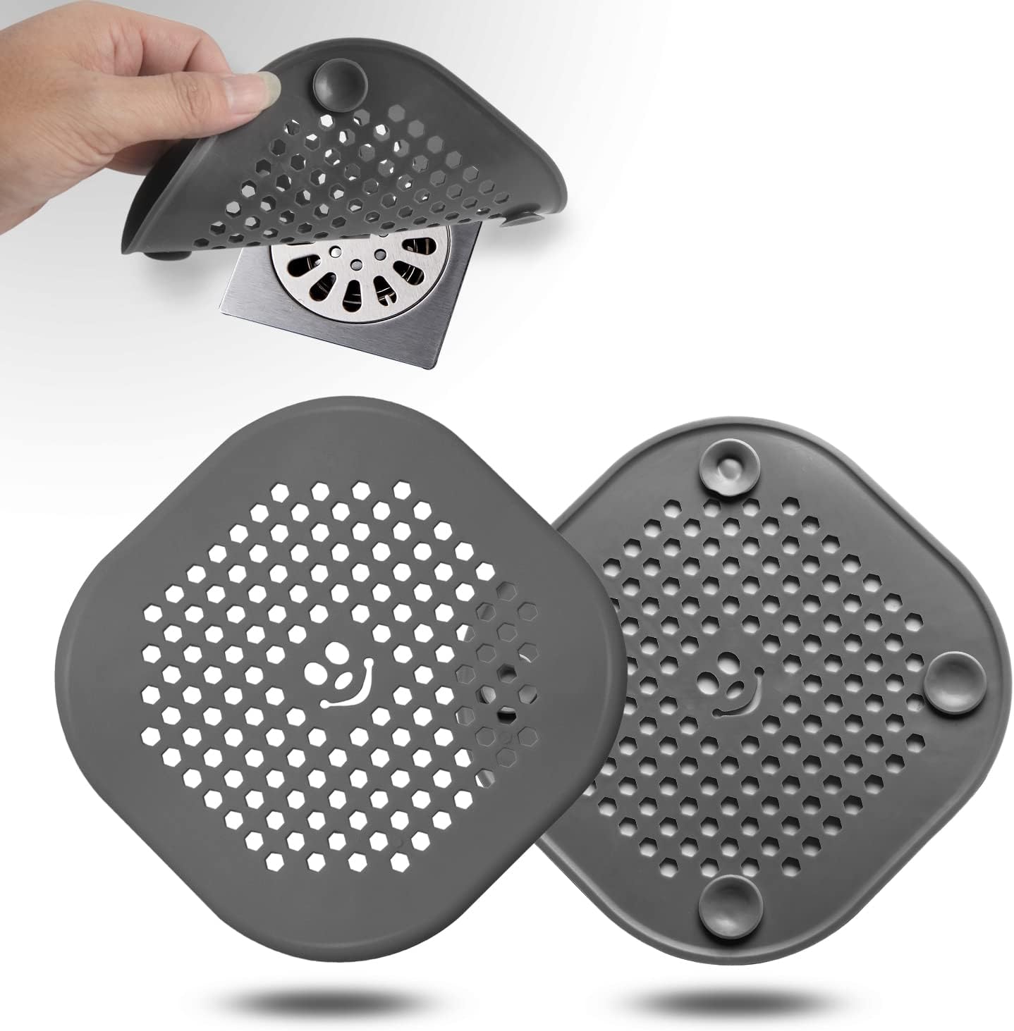 2 Pack Drain Cover Hair Catcher Drain Plug Hair Stopper Drain Protector for Shower Bathroom