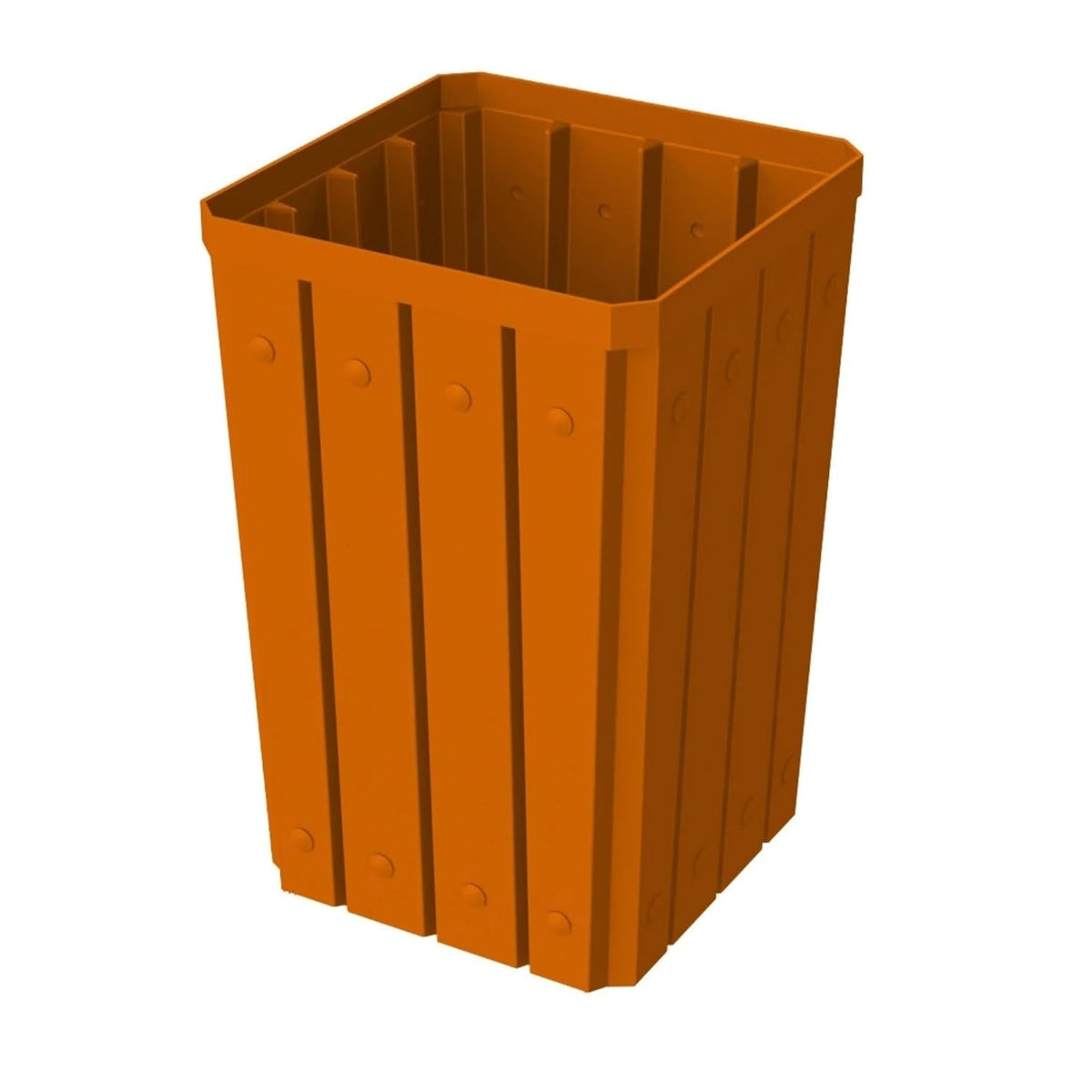32 Gallon Square Slatted 100% Recycled Plastic Heavy-Duty Commercial Outdoor or Indoor Trash Can
