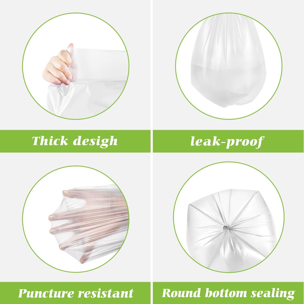 2.6 Gallon 220 Counts Strong Trash Bags Garbage Bags by Teivio, Bathroom Trash Can Bin Liners