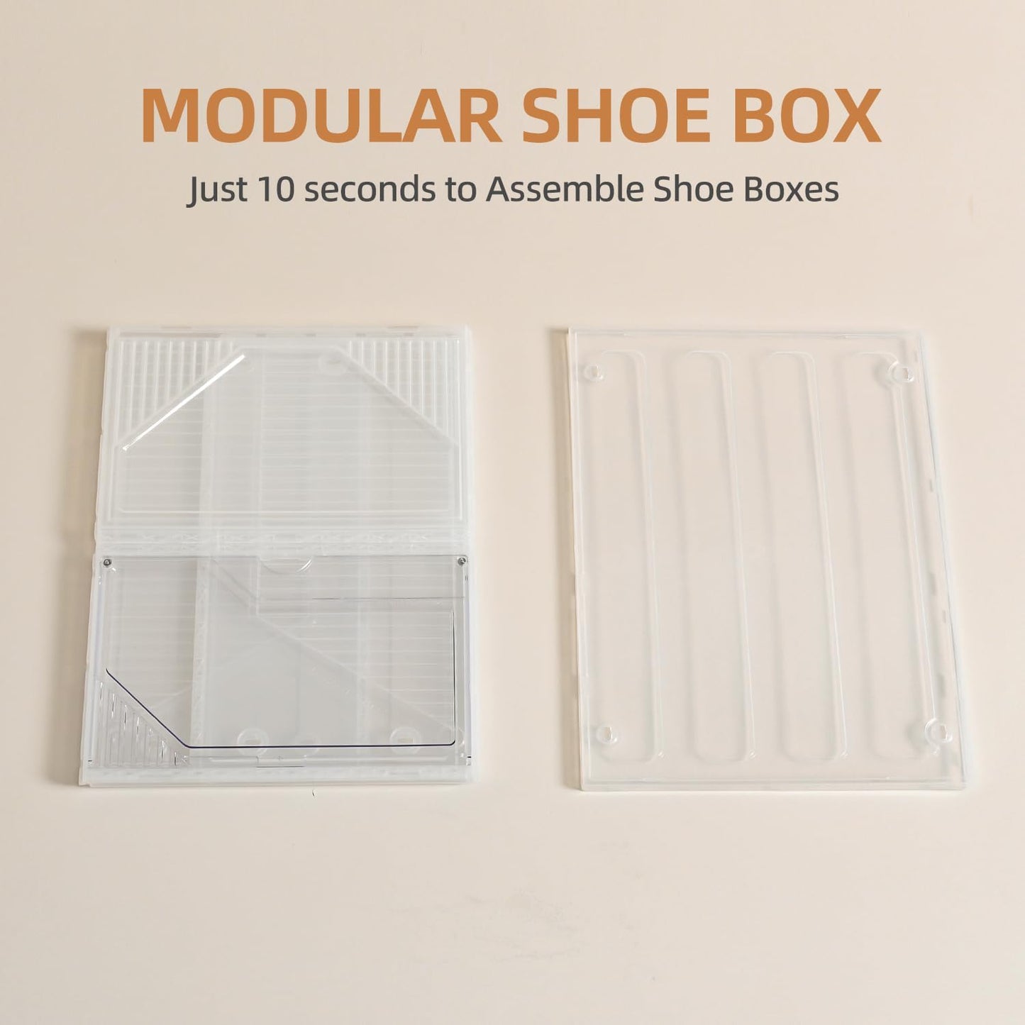 Modular XX-Large Shoe Organizer,Shoe Storage Organizer,10 Pack Shoe Box Clear Plastic