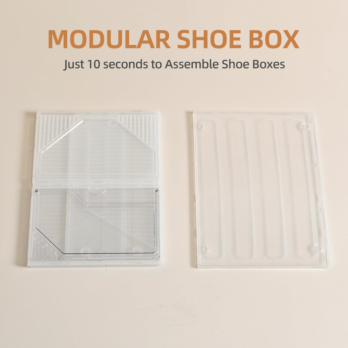 Modular XX-Large Shoe Organizer,Shoe Storage Organizer,10 Pack Shoe Box Clear Plastic