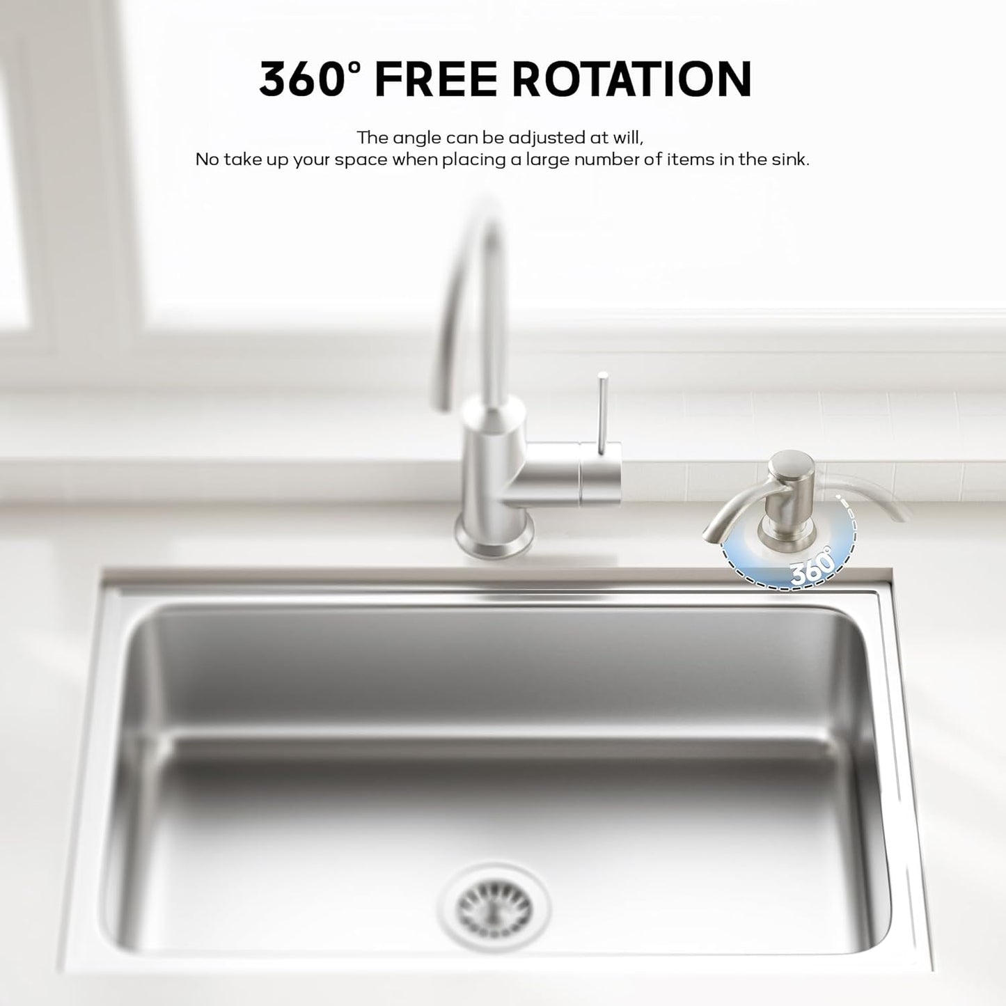 SAMODRA Built-in Kitchen Sink Soap Dispenser with Extension Tube Kit - Brushed Nickel Finish