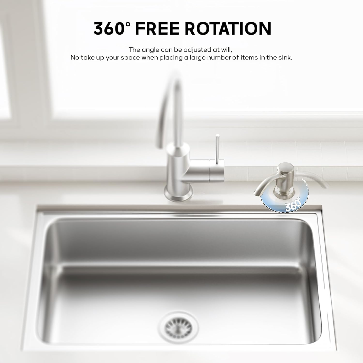 SAMODRA Built-in Kitchen Sink Soap Dispenser with Extension Tube Kit - Brushed Nickel Finish