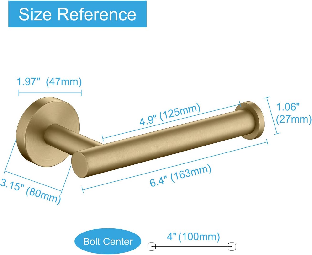 TASTOS Brushed Gold Toilet Paper Holder SUS304 Stainless Steel, Modern Round Tissue Roll Holders