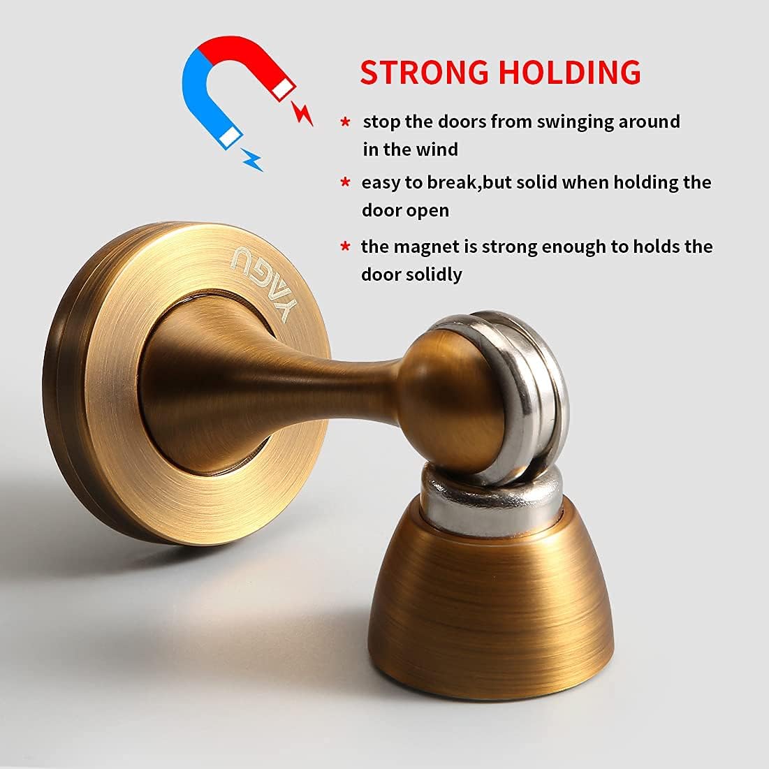 Door Stopper 6 Pack Magnetic Door Stops, Zinc Alloy Antique Brass Door Catch Door Holder Wall Floor