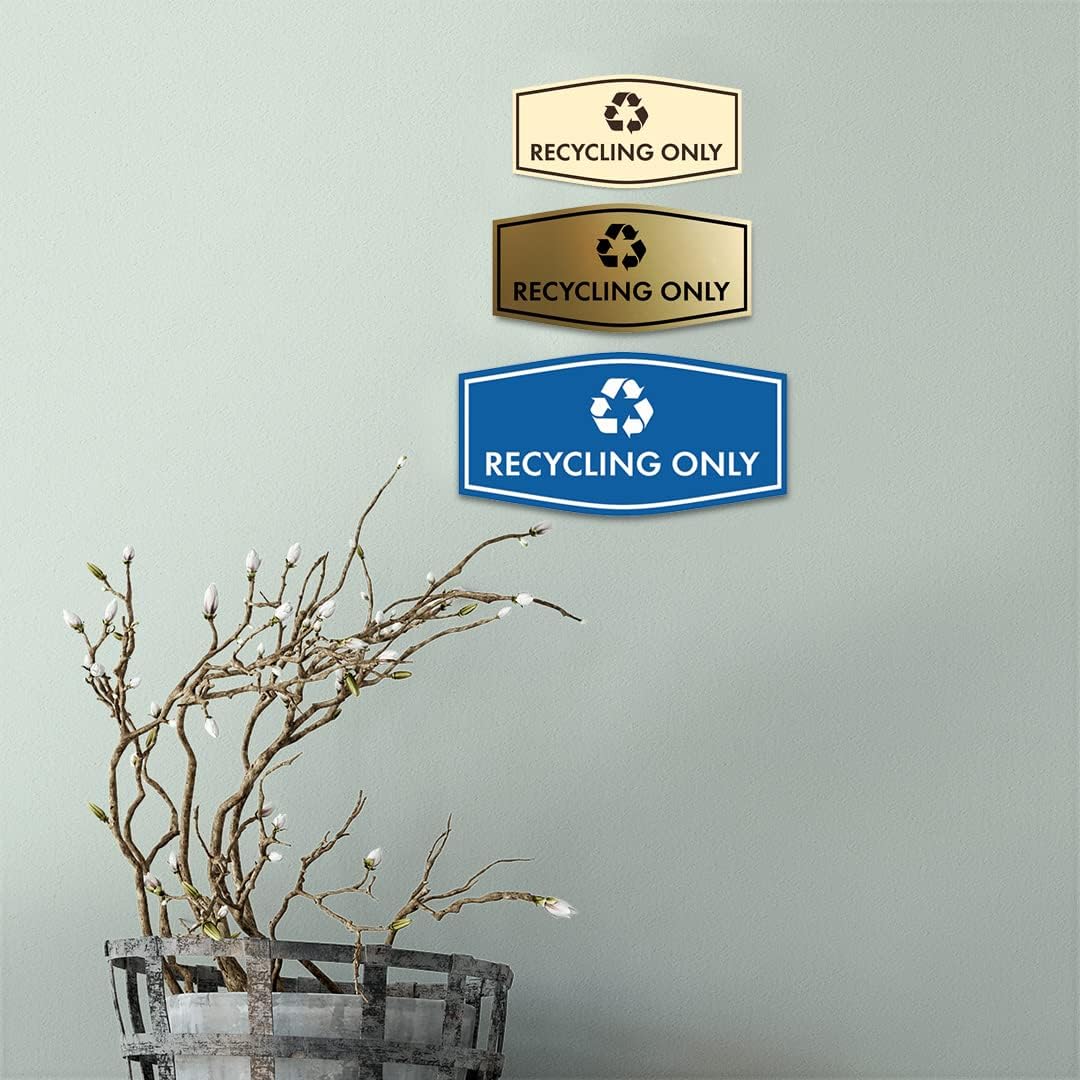 Fancy Recycling Only Sign (Ivory/Dark Brown) - Medium