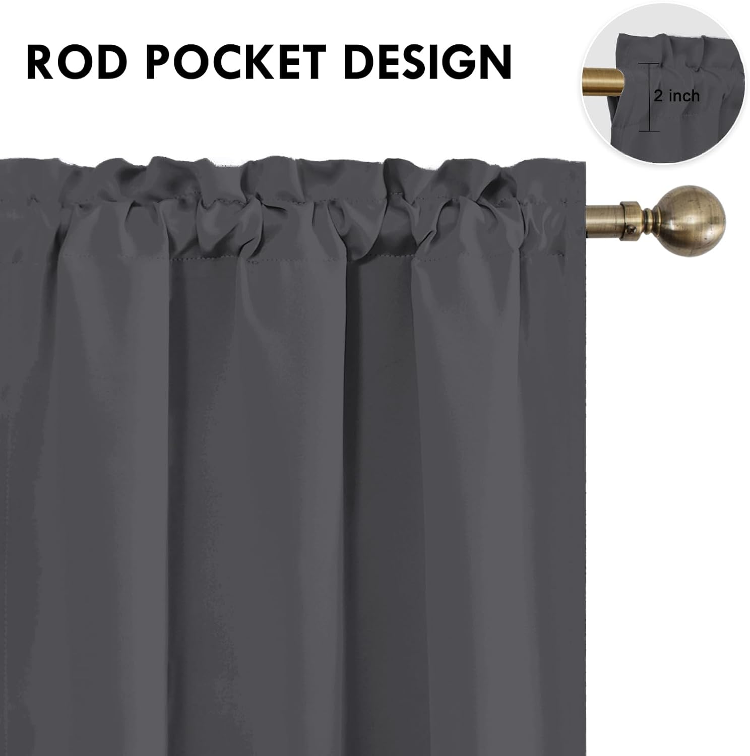 DWCN Blackout Curtains for Bedroom 54 Inch Length 2 Panels Set, Solid Thermal Insulated Energy