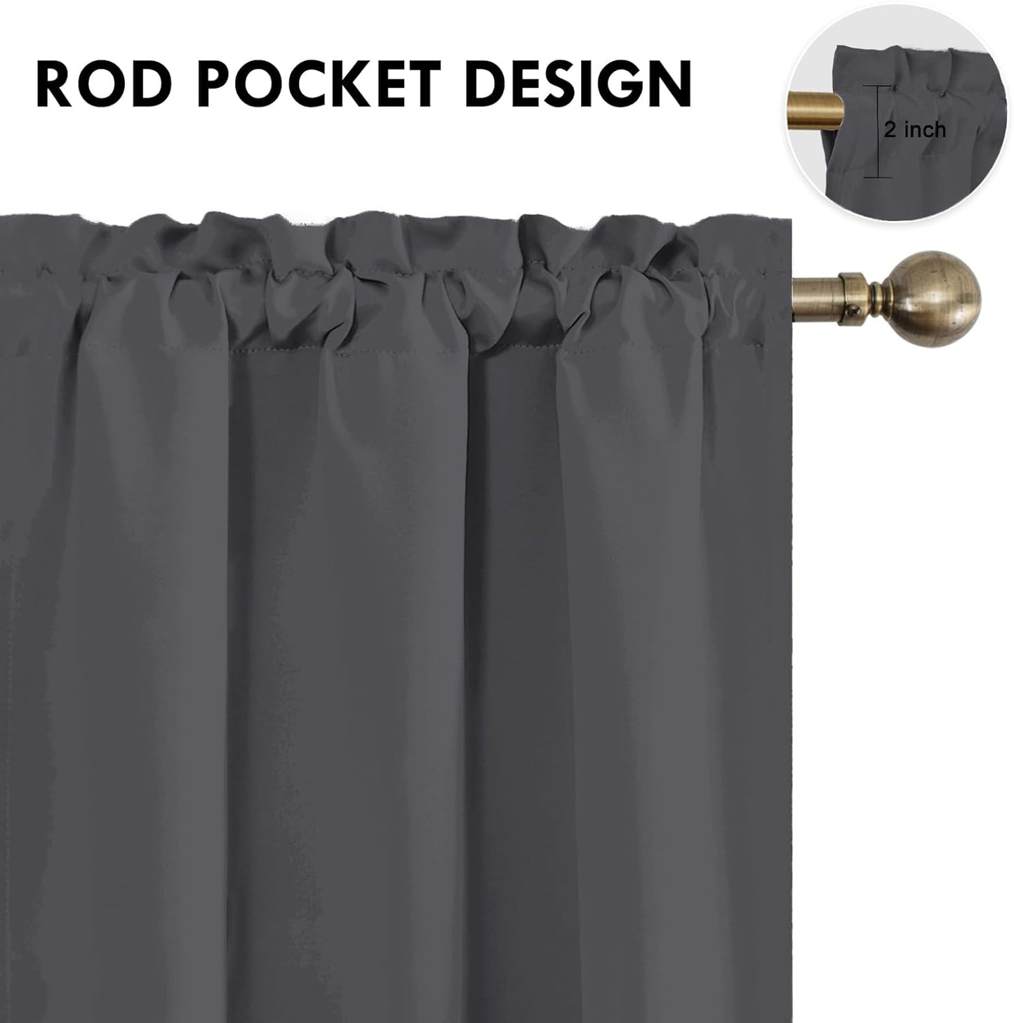 DWCN Kitchen Curtains for Small Windows 45 Inch Length 2 Panels Set, Solid Thermal Insulated Energy