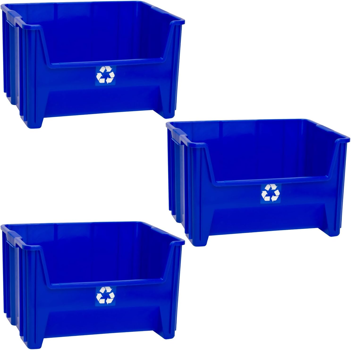 Commercial Industrial Heavy Duty Stackable Open-Front Recycling Bin Box Containers, 12.5 Gallon