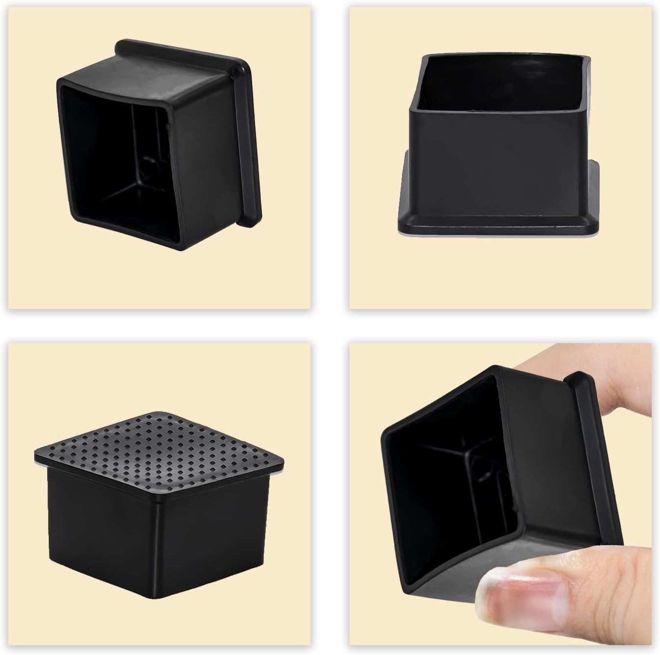 Flyshop Flexible Anti-Scratch PVC Patio Chair Table Leg Caps Tips Floor Protectors Square Furniture