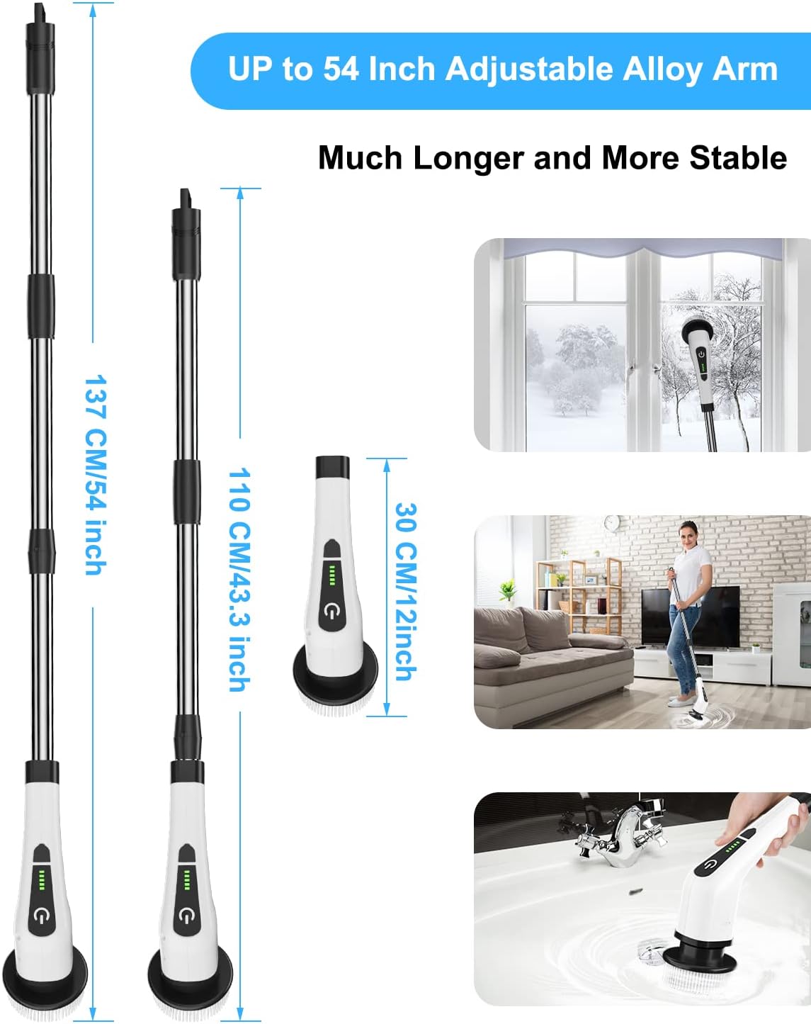 Leebein Electric Spin Scrubber, Cordless Cleaning Brush with 8 Replaceable Brush Heads, Tub and