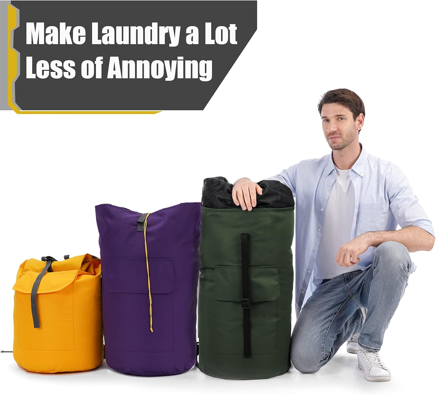 College Laundry Bag Extra Large Heavy Duty, Purple 115L Laundry Backpack Bag, Dorm Laundry Bag with