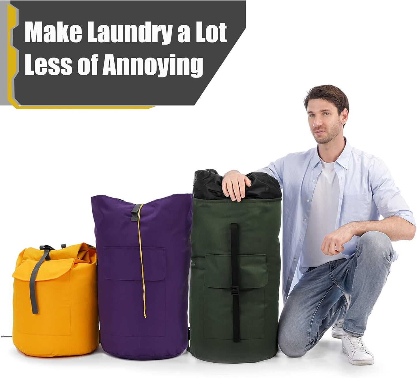 Laundry Bags Extra Large Heavy Duty, 115L Laundry Backpack, Sturdy Laundry Bag with Shoulder
