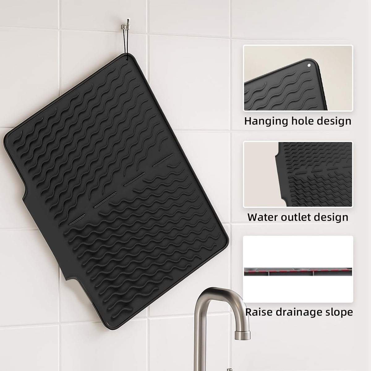 Dish drying mats for kitchen counter, Silicone dish drying mat ,Heat resistant mats for
