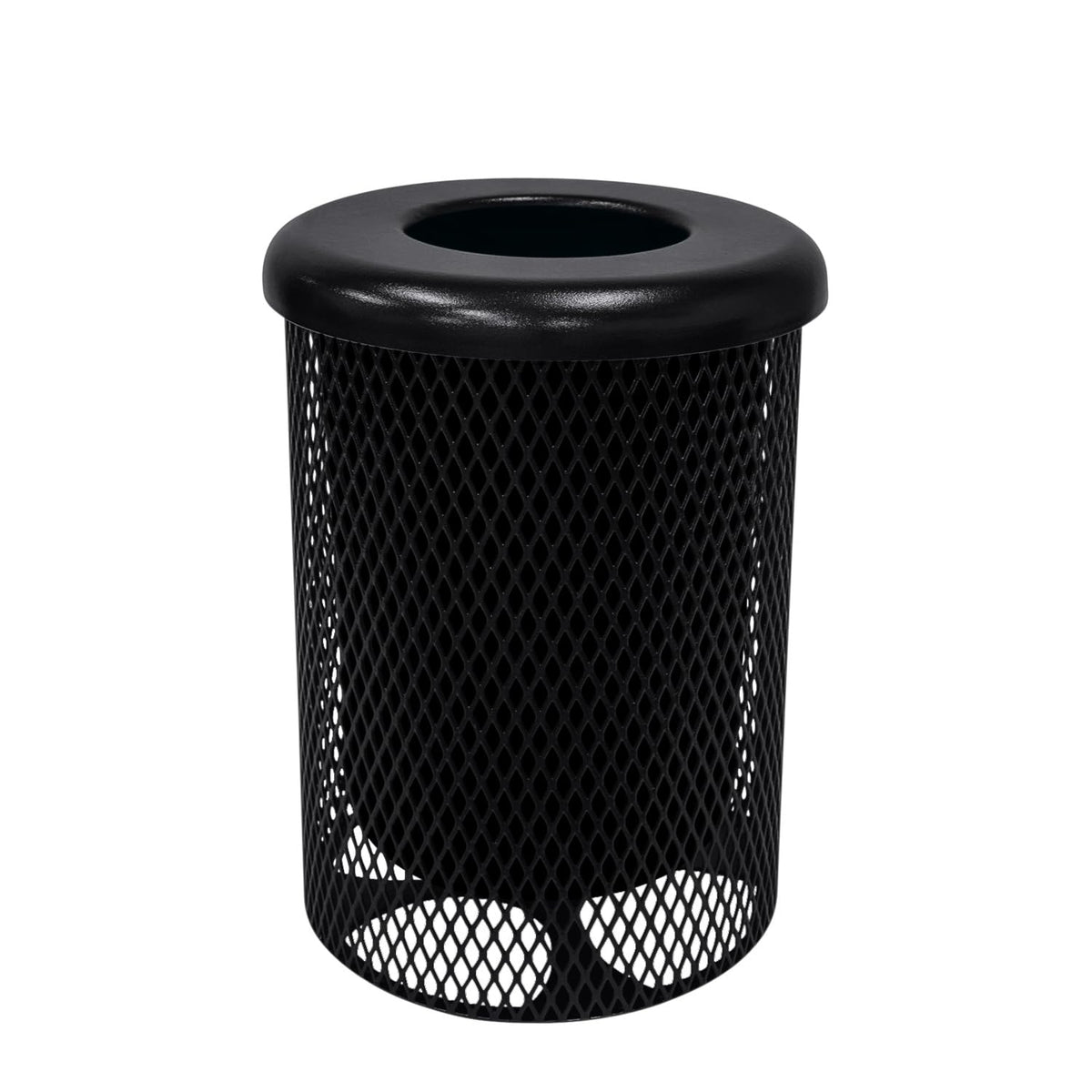 COATEDOUTDOORFURNITURE RFT-BLK Heavy Duty 32 Gallon Round Trash Receptacle, Liner Included, Black