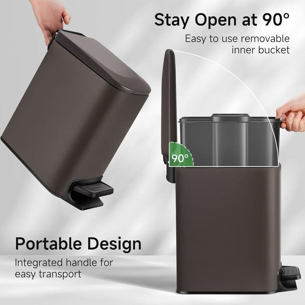 TIPGO Slim Bathroom Trash Can with Lid Soft Close, Step Pedal, 6 Liter / 1.6 Gallon Stainless Steel