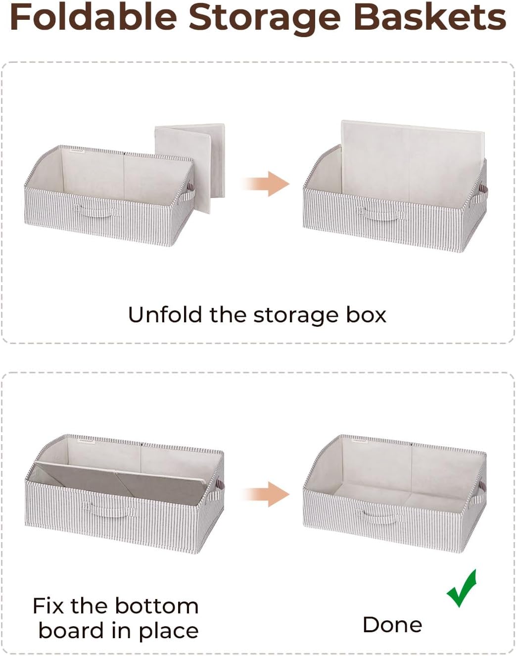 StorageWorks Closet Storage Bins, Trapezoid Organizer Box for Shelves, Fabric Clothes Bin, Foldable
