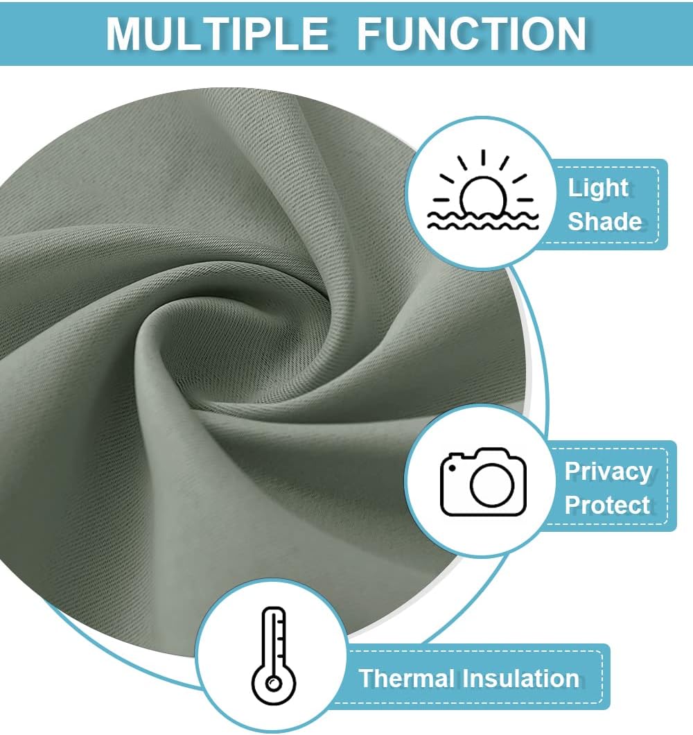 RYB HOME Small Window Curtains with Rod Pocket Design, Blackout Privacy Curtains Drapes Energy