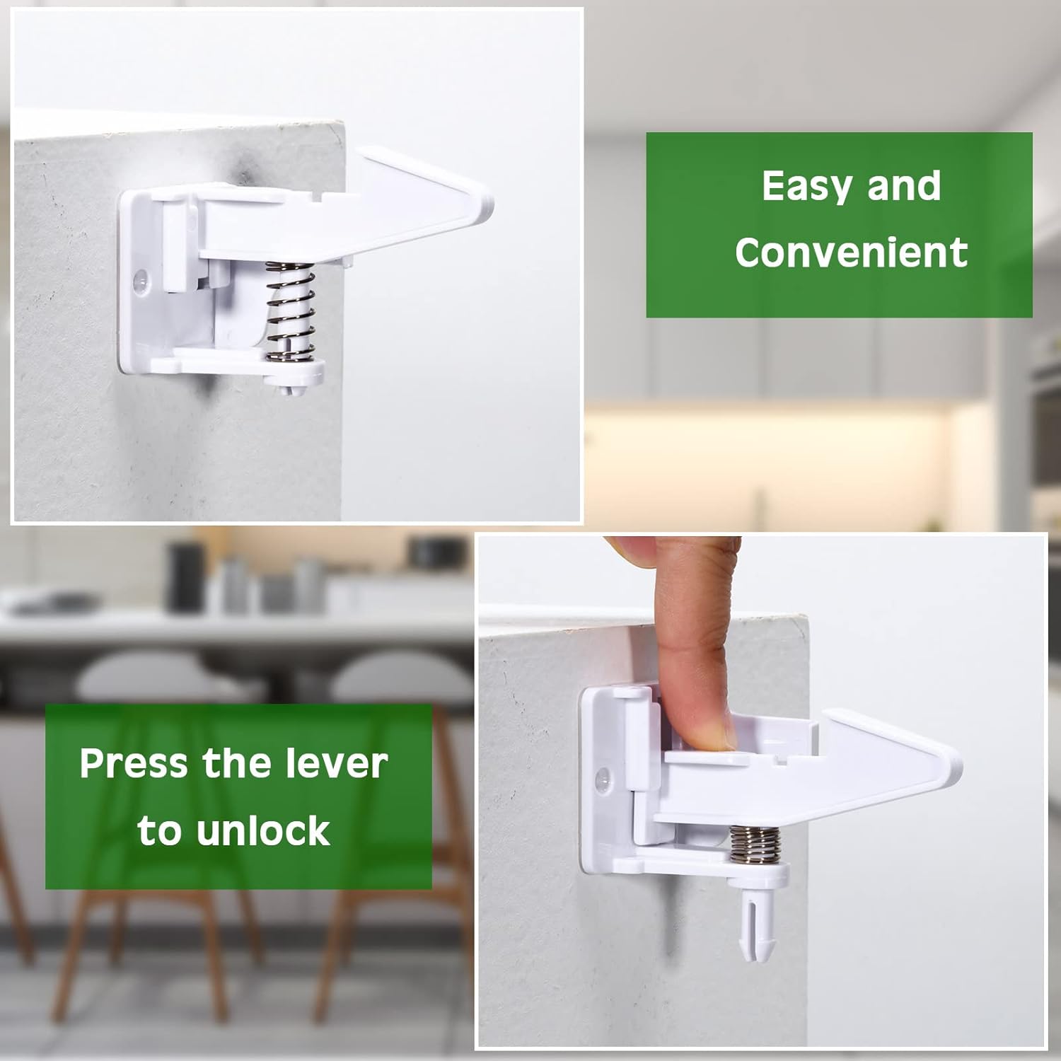 Tuanse 30 Pcs Cabinet Locks Invisible Safety Drawer Latches with Screws Self Adhesive Cabinet