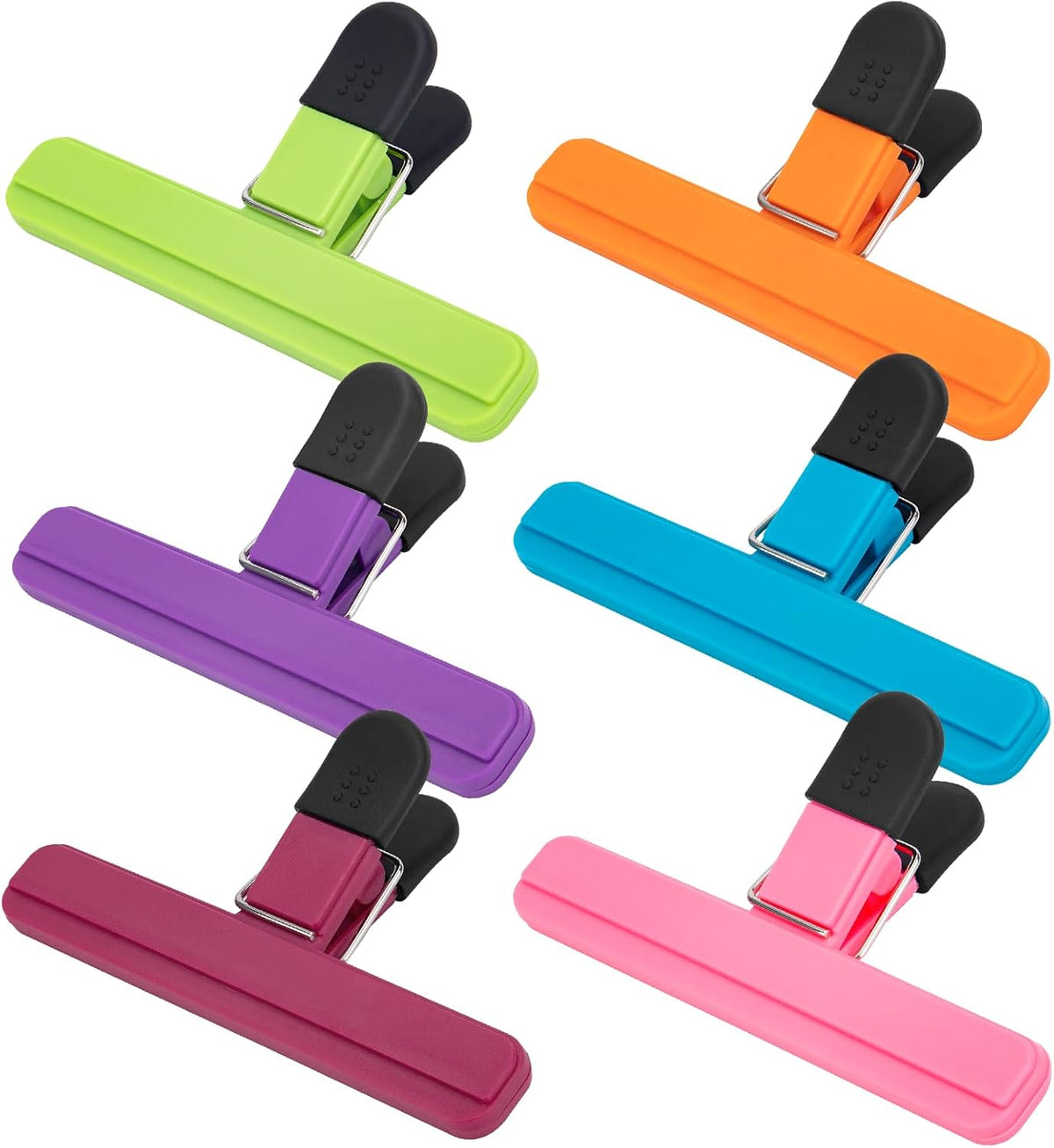 OWLKELA Chip Clip, 6 Pack Colors Wide Open Bag Clips for Food Storage, Heavy Duty Seal Grips