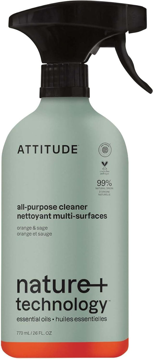 ATTITUDE All-Purpose Cleaner Spray, Plant-Based Ingredients, EWG Verified, Streak Free, Ammonia