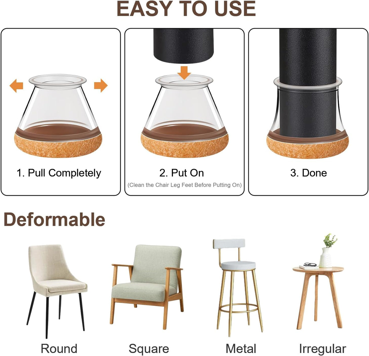 OCONDA 20 Pcs Chair Leg Floor Protectors for Hardwood Floors, Clear Rubber Furniture Sliders with