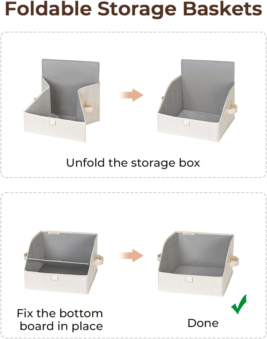 StorageWorks Closet Storage Bins, Trapezoid Organizer Box for Shelves, Fabric Clothes Bin, Foldable