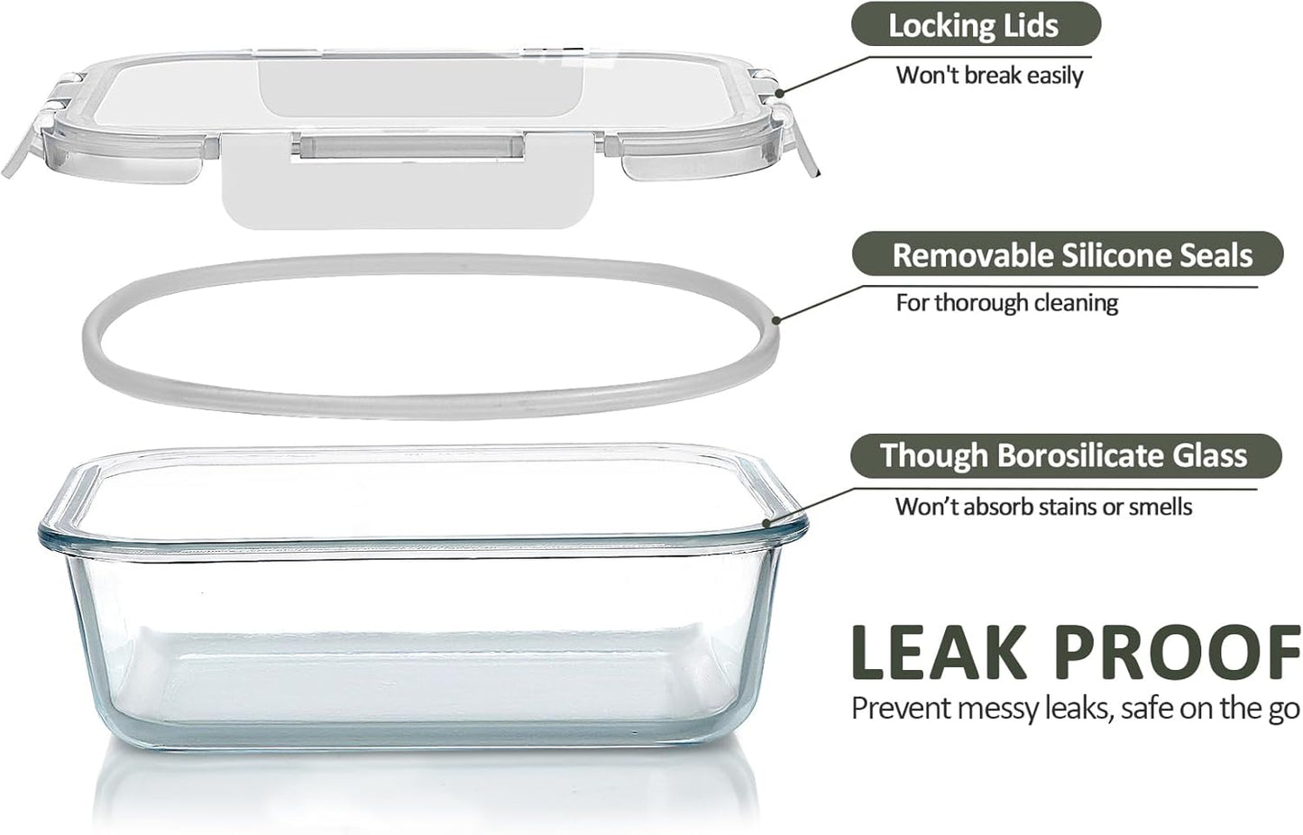 [80 oz & 36 oz]Extra Large Glass Food Storage/Baking Containers Set with Lids, 2 Pack 80 oz(10