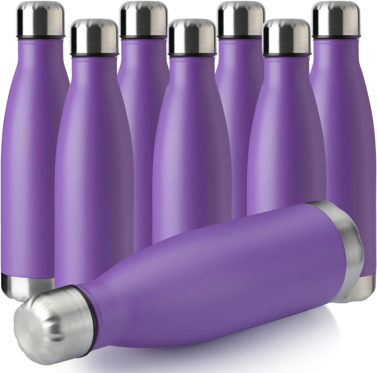 MEWAY 17oz Sport Water Bottle 8 Pack Vacuum Insulated Stainless Steel Leak-Proof Double Wall Cola