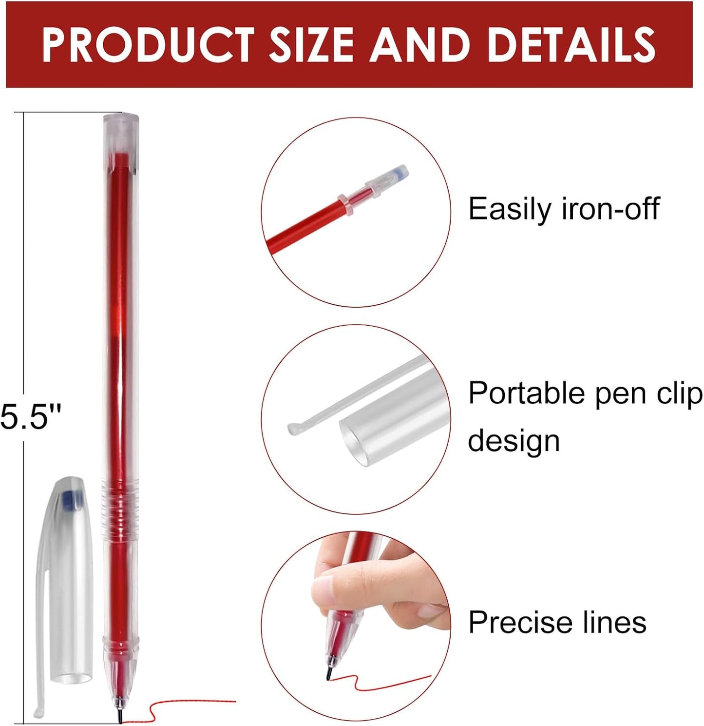 72pcs Heat Erasable Pens for Fabric, Assorted Colors, Fabric Pens for Sewing Erasable for Quilting