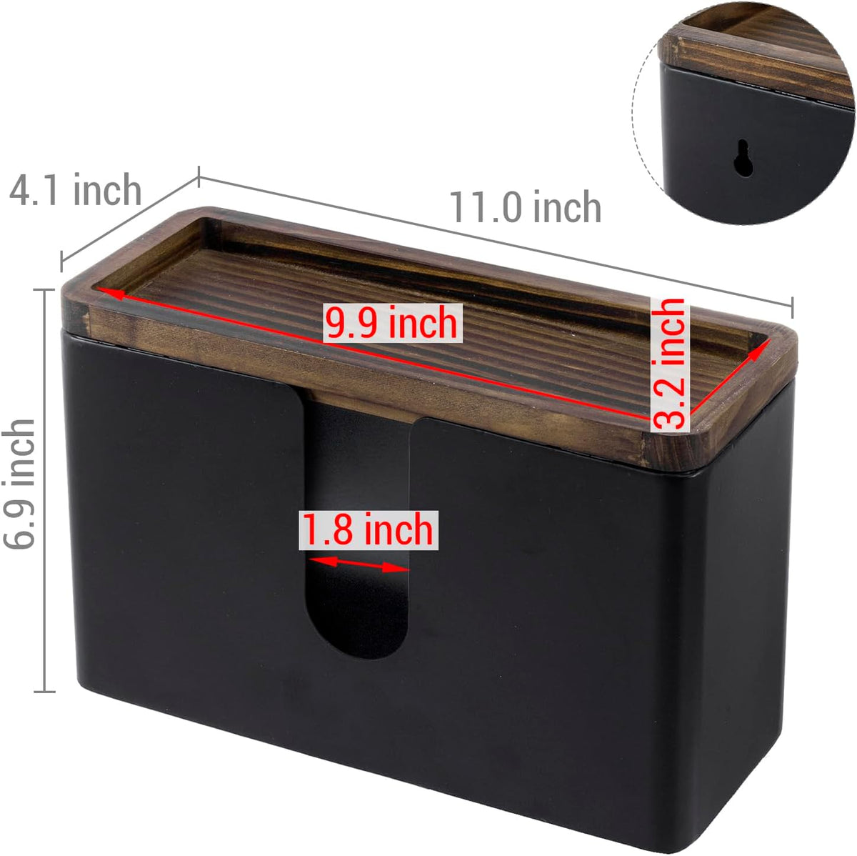 MyGift Deluxe Modern Matte Black Metal Folded Commercial Paper Towel Holder with Rustic Burnt Solid