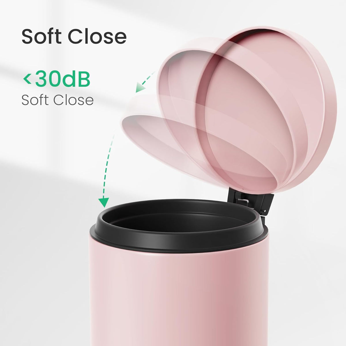 Cesun 1.2 Gallons Small Pink Trash Can, Bathroom Garbage Can with Lid and Foot Pedal, Mini Round