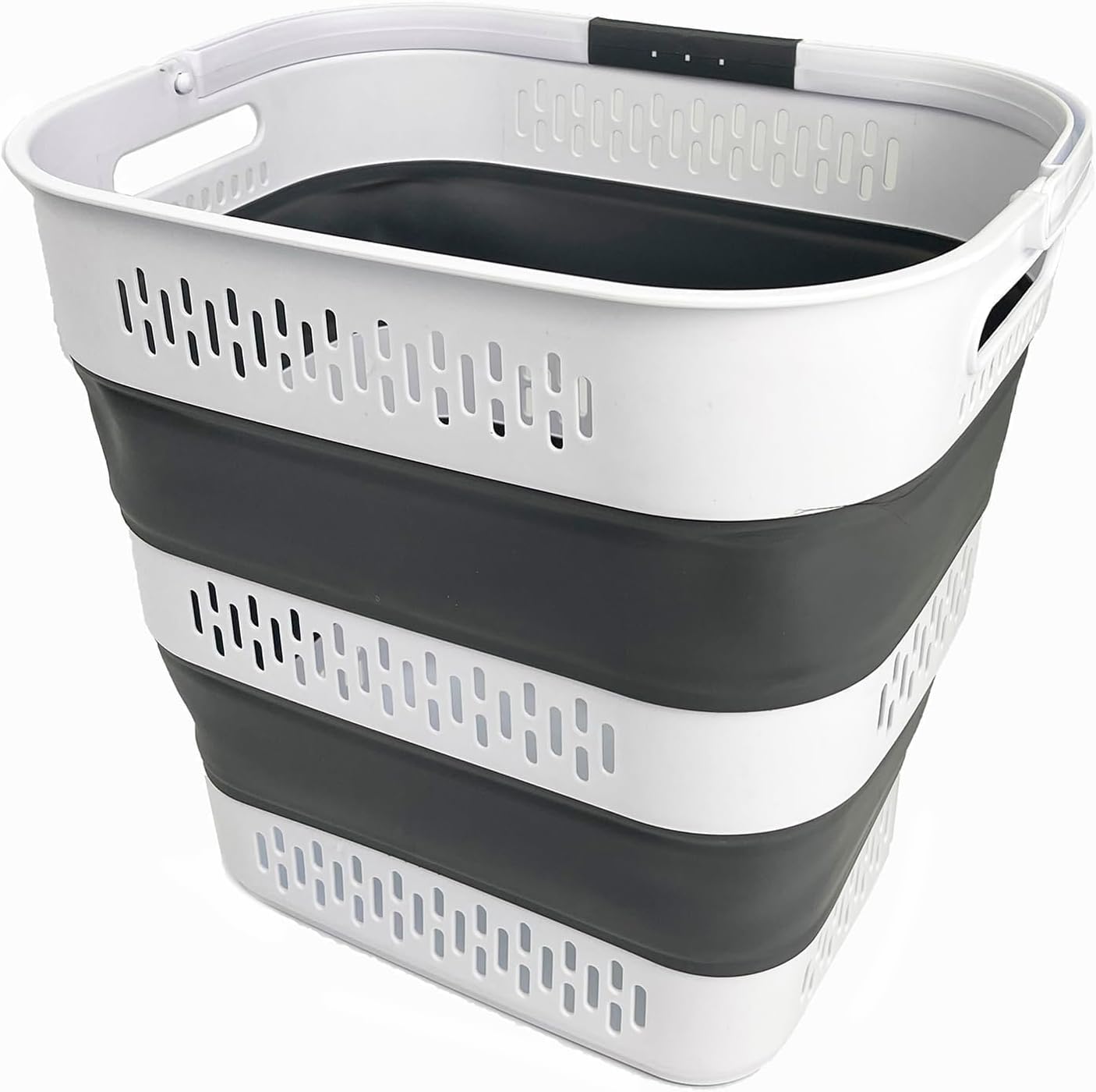 SAMMART 40L (10.5 Gallon) Collapsible Plastic Laundry Basket with Handles - Foldable Pop Up Storage