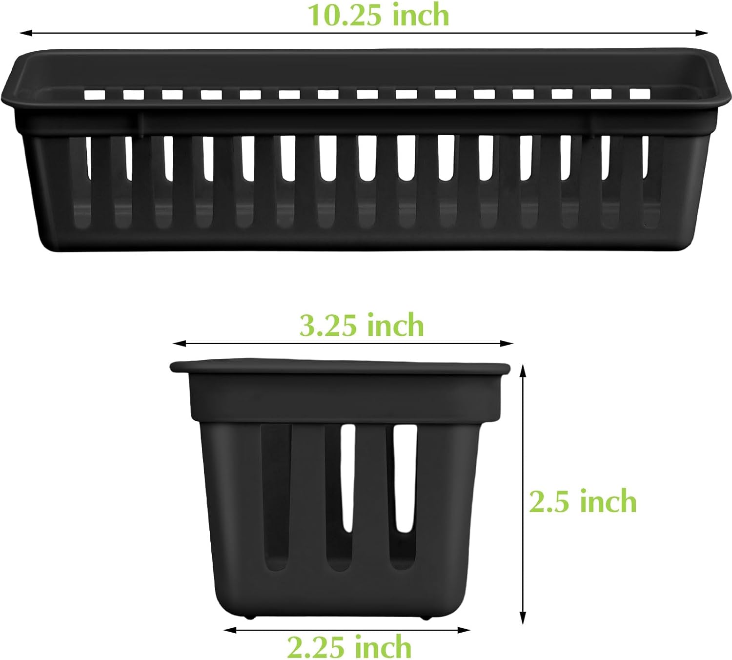 Domensi 12 Pack Slim Plastic Storage Baskets Tray for Organizing 10.25 x 3.25 x 2.5 Inch Small