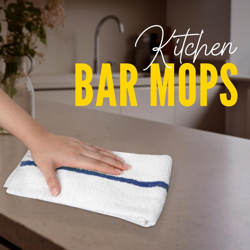 Avalon Towels Terry Bar Mop Towels (Value Pack of 12) Size 16"x19" – Absorbent and Durable