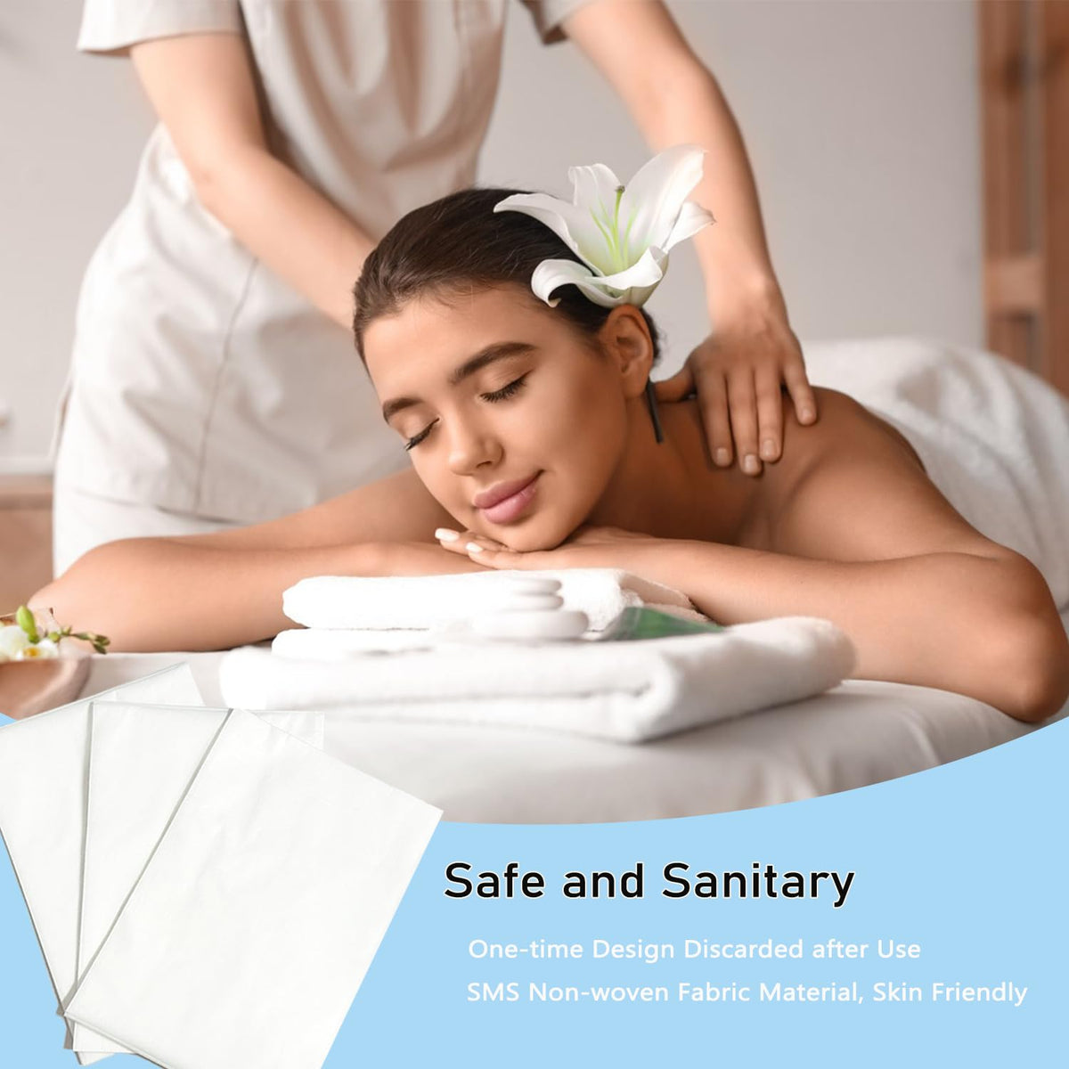 100Pcs Disposable Massage Table Sheets 31" x 71" Non-Woven Fabric Disposable Bed Sheets SPA Bed