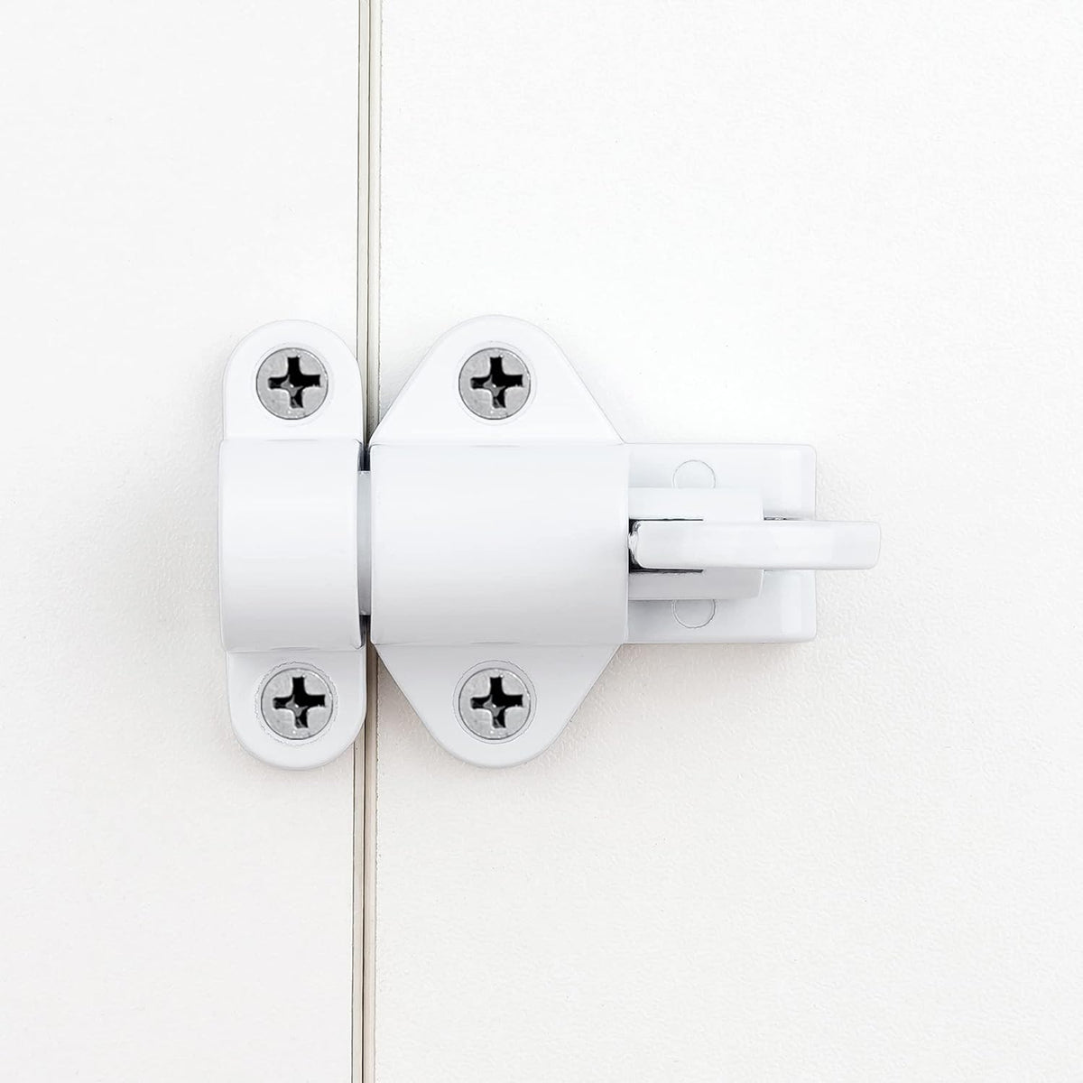 5 Packs Self-Closing Latches，White Spring Door Lock，Resilient Bolt Latch Aluminum Alloy Safety