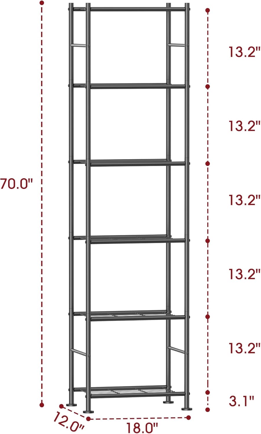 Storage Shelves - 6 Tier Shelf Organizer, Sturdy Metal Garage Shelving with Adjustable Leveling