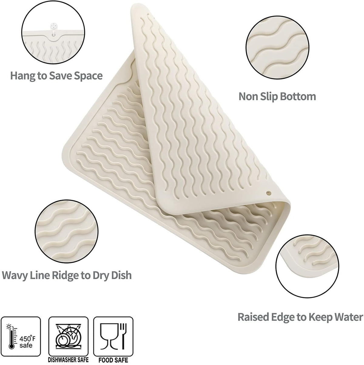 Silicone Dish Drying Mat for Multiple Usage,Easy clean,Eco-friendly,Heat-resistant Silicone Mat for