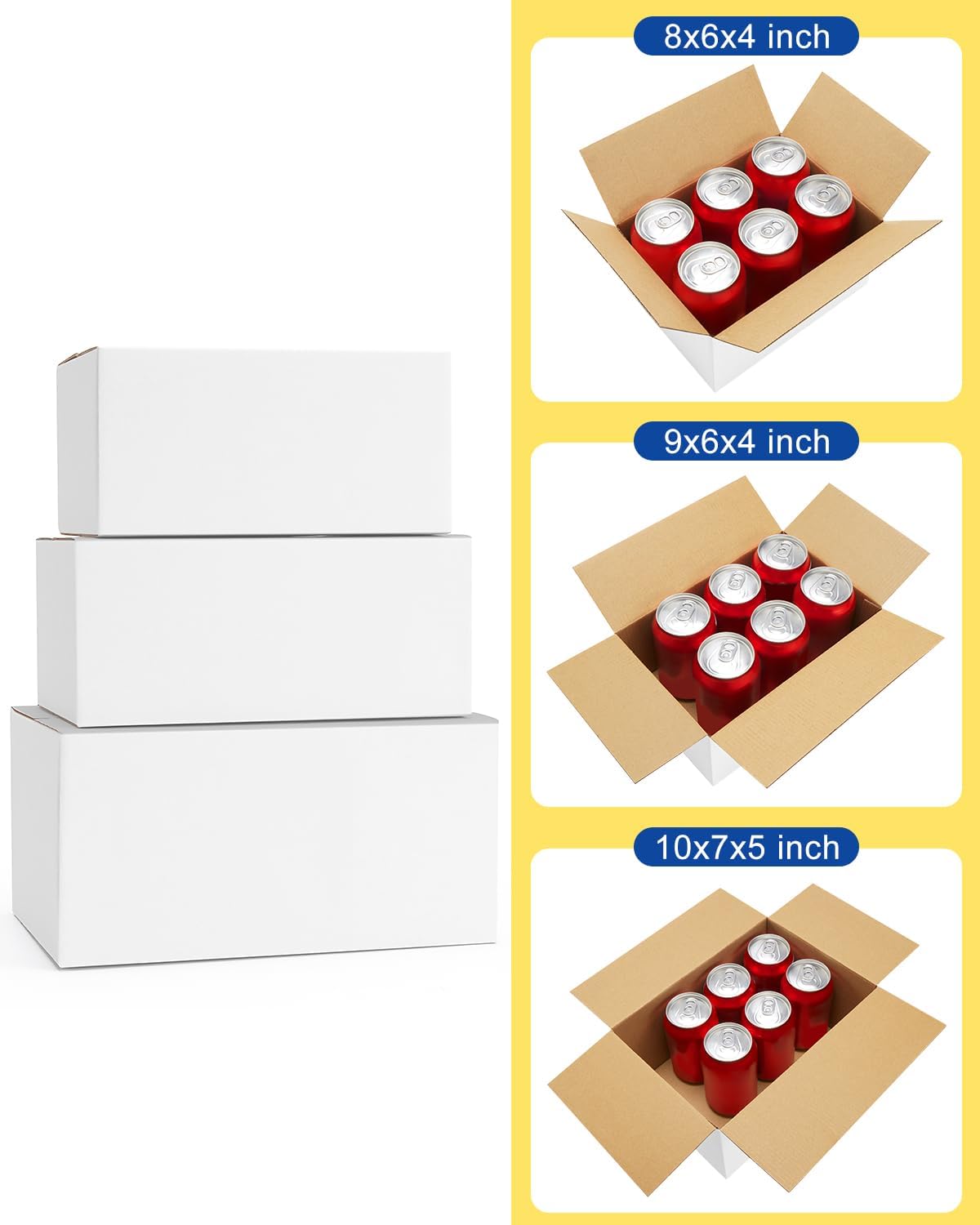 Assorted-Sizes-Shipping-Boxes-45-Pack: 8x6x4 & 9x6x4 & 10x7x5 Small-Shipping-Boxes-Mailers, White