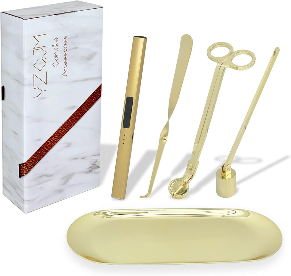 Exquisite Candle Accessories Tool Pack Bag, Rechargeable Electric Lighter， Wick Trimmer, Dipper
