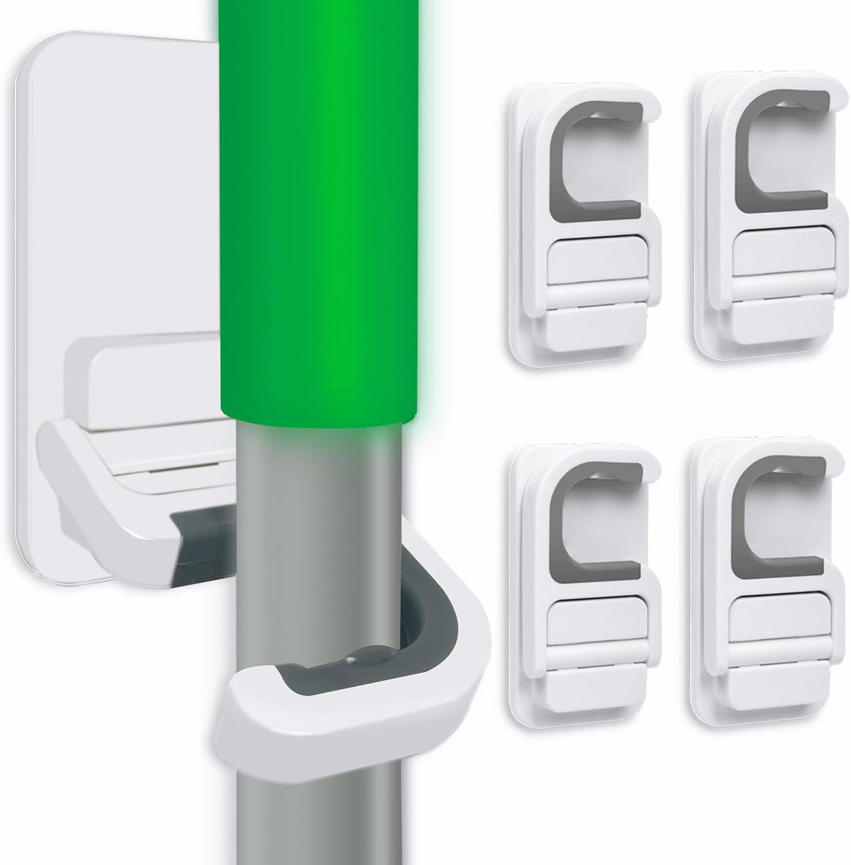 4pack Broom Holder Wall Mount Mop Holder Broom and Mop Gripper Self Adhesive No Drilling Anti-Slip