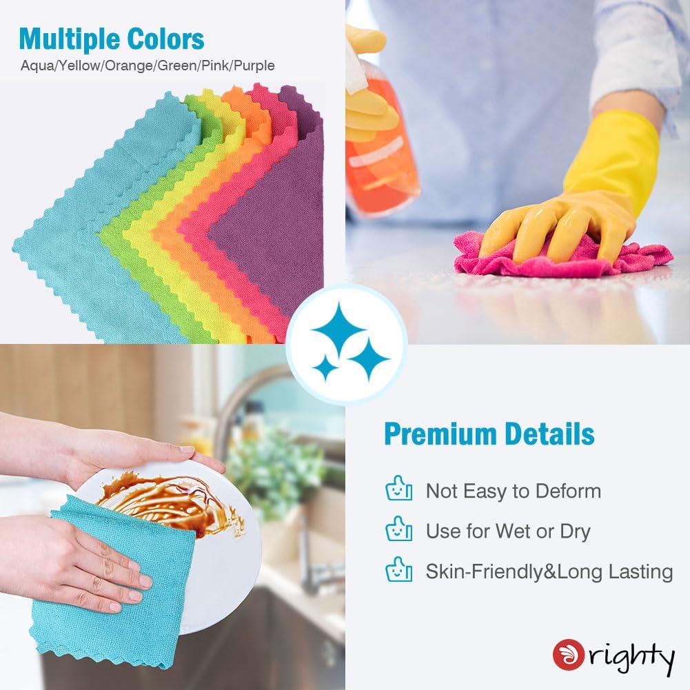 Orighty Microfiber Cleaning Cloths, Pack of 150, Highly Absorbent Cleaning Supplies, Lint Free