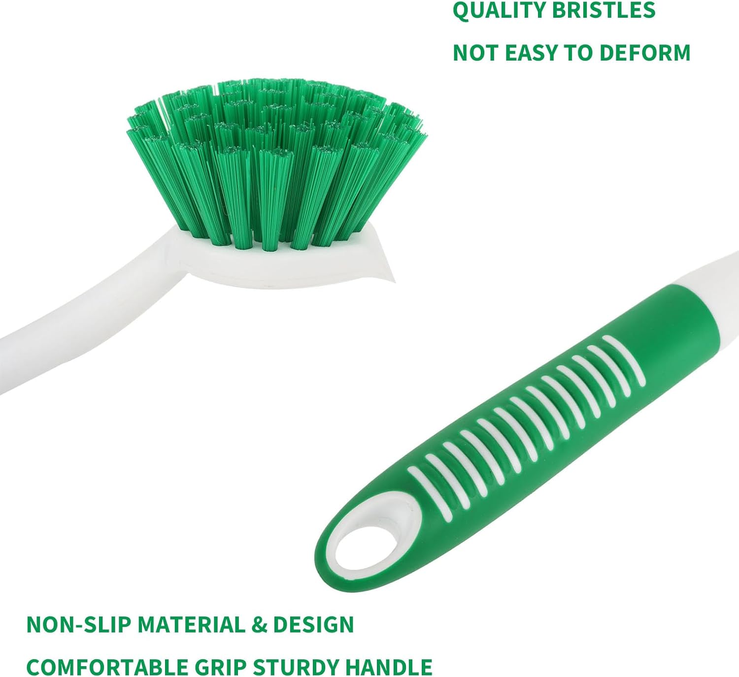 Dish Brush with Handle, 2 Pack Scrub Brushes with Built-in Scraper for Cleaning Kitchen, Pots, Pans