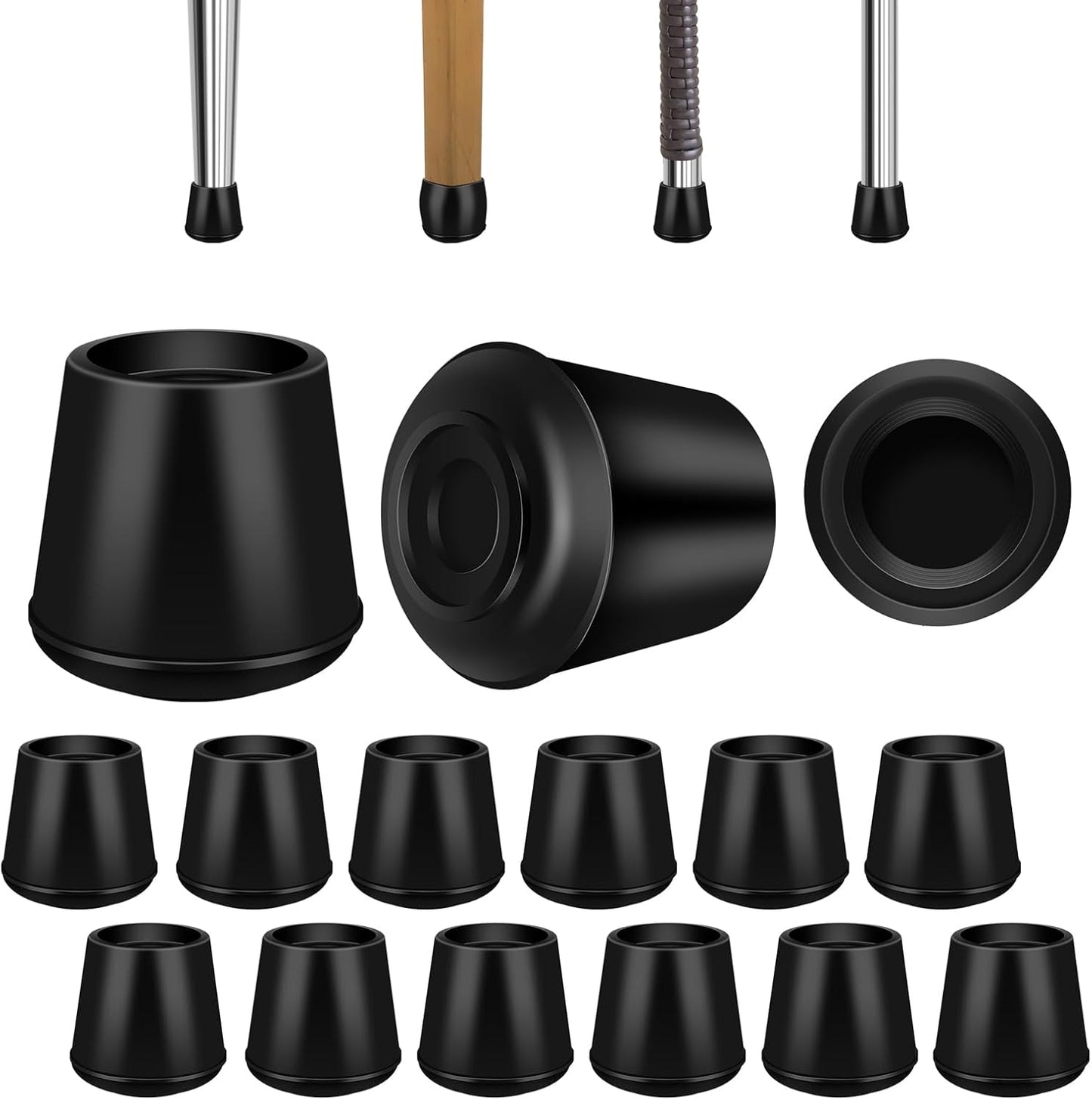 1" Round Rubber Chair Leg Tips Caps, Chair Leg Floor Protectors Furniture Legs Caps Non Slip Reduce