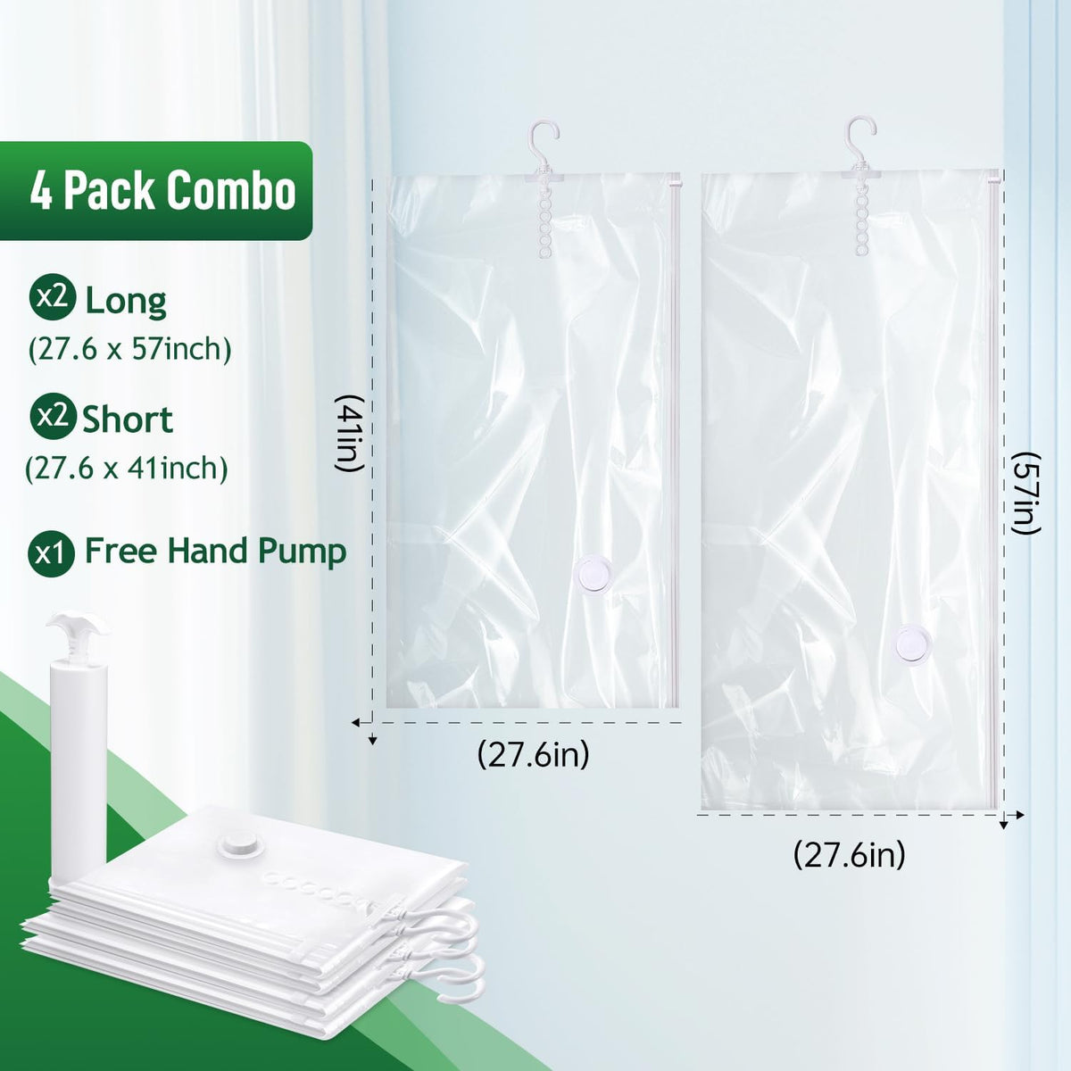 Hanging Vacuum Storage Bags For Clothes With Hand Pump,Coat Storage Bag Hanging,Vacuum Bags For
