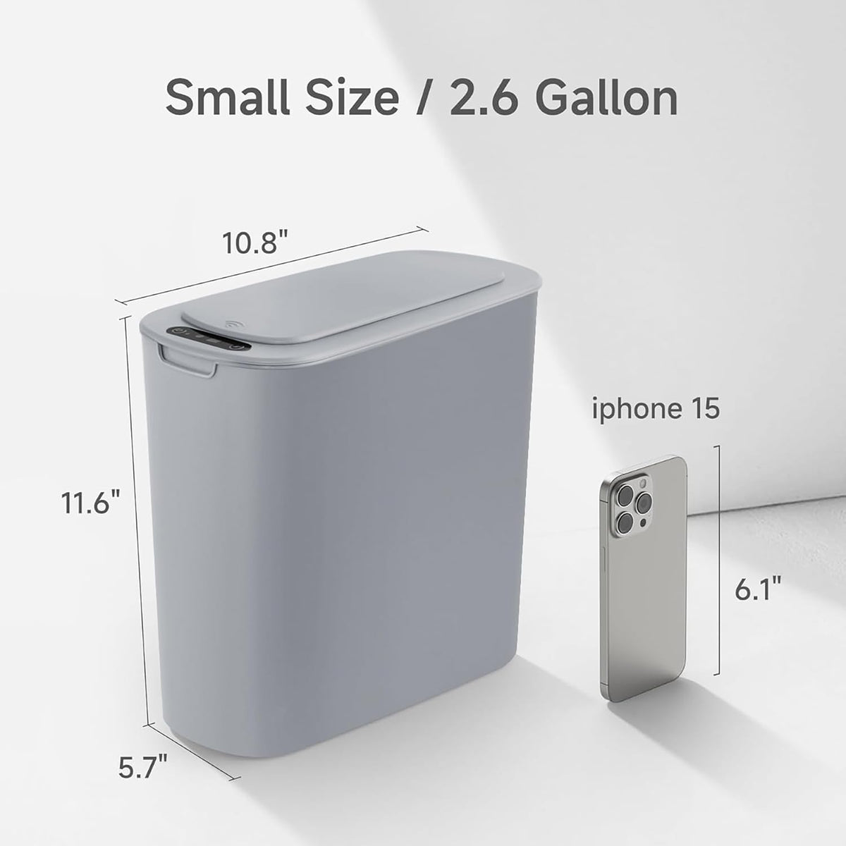 Automatic Motion Sensor Bathroom Trash Can with Lid, 2.6 Gallon Touchless Trash Bin, Smart Garbage