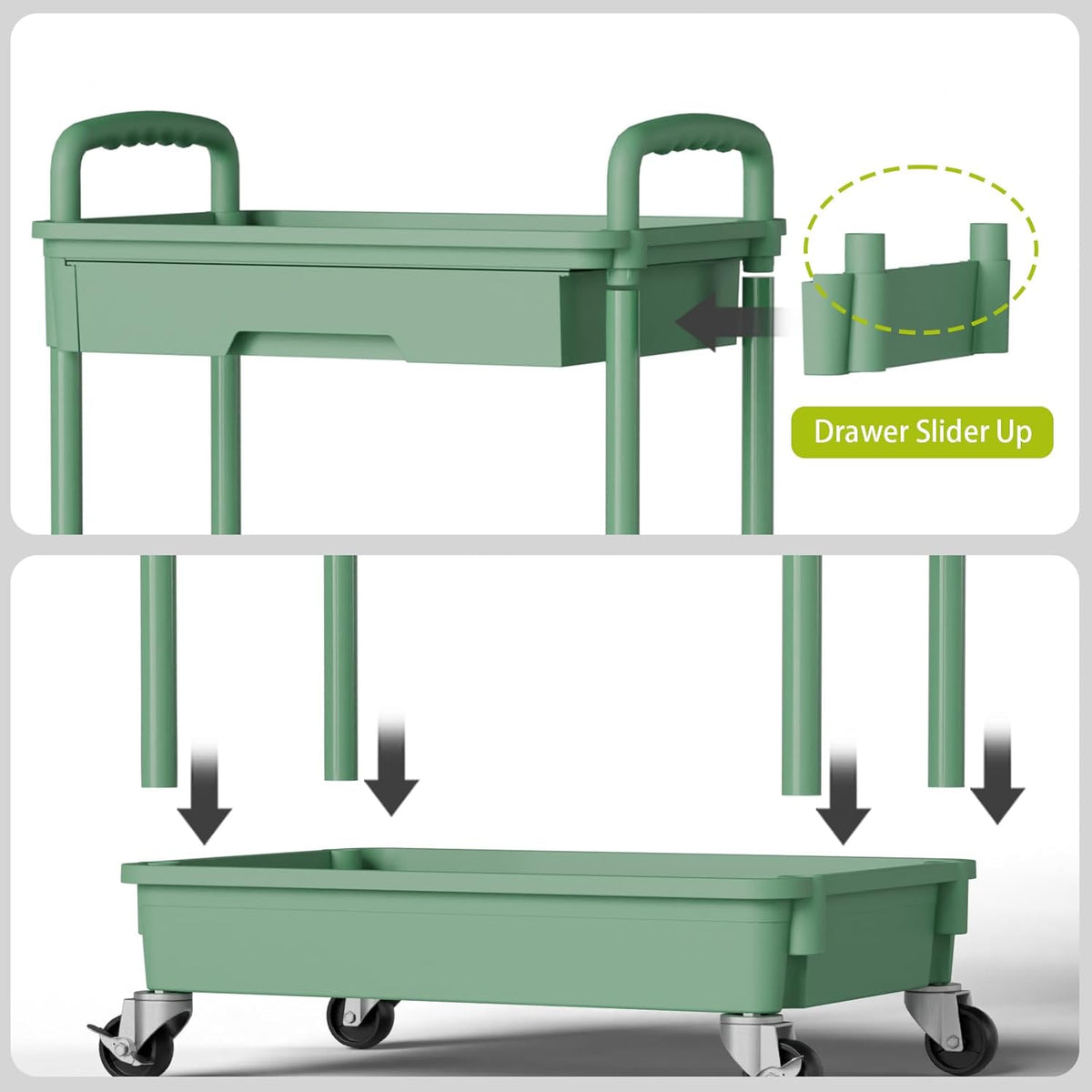 4 Tier Rolling Cart Organizer,Art Craft Diaper Bedside Snack Laundry Room Bathroom Organizer Narrow