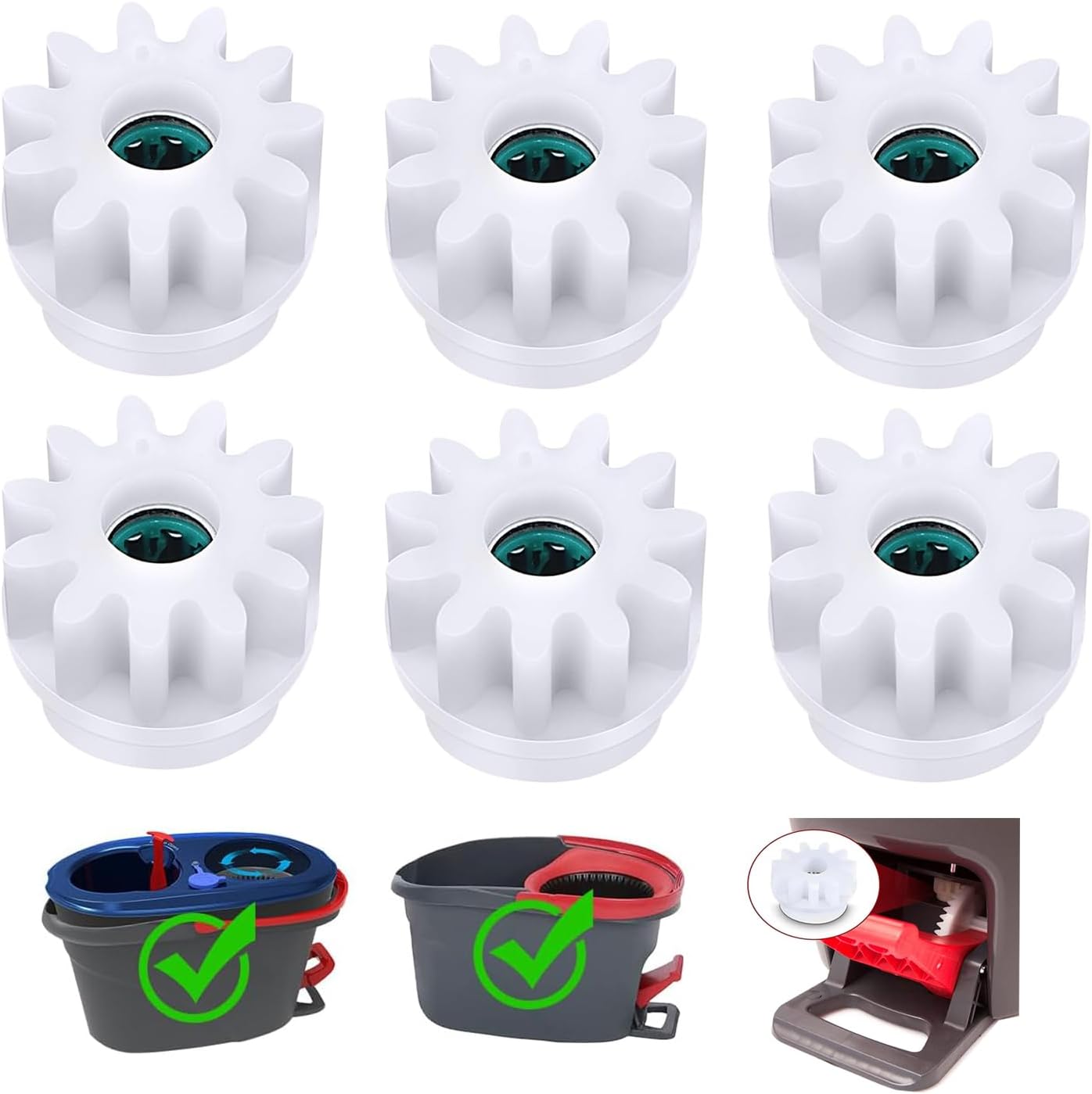 YWSH 6 Pack Spin Mop Bucket Gear Compatible with Ocedar Vilida Easy Mop Pedal Broom Bearing Gears