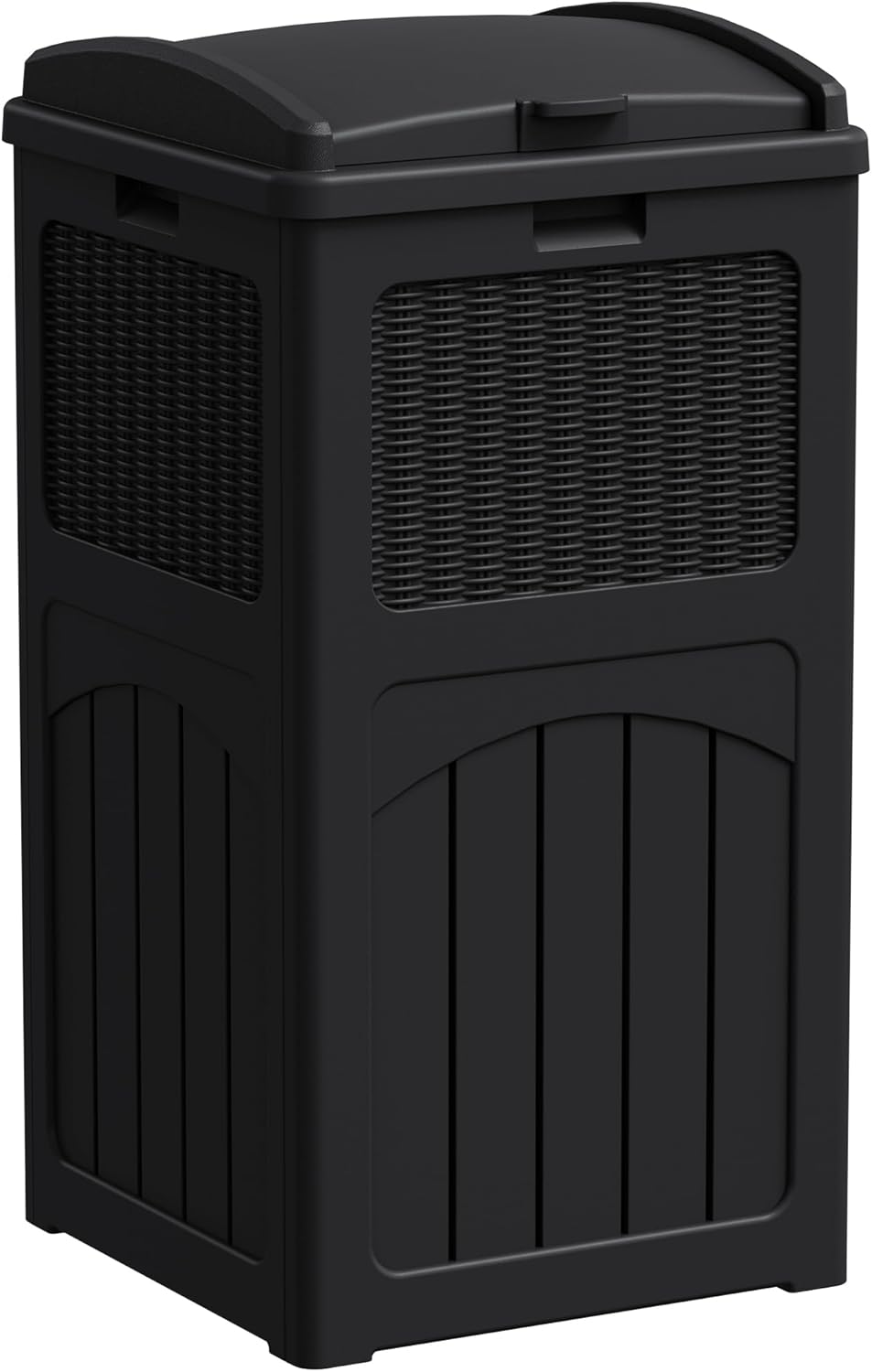 Greesum 33 Gallon Outdoor Trash Can with Lid, Waterproof Resin Garbage Bin for Hideaway, Deck